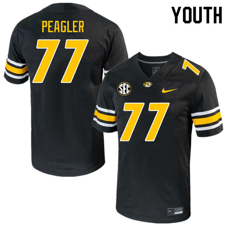 Youth #77 Curtis Peagler Missouri Tigers College 2023 Football Stitched Jerseys Sale-Black